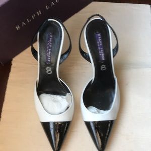 RALPH LAUREN Collection blk/wht 4-1/4” heels